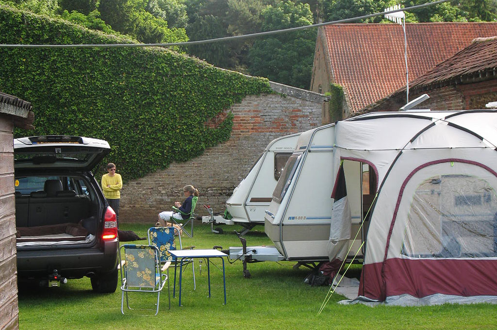 Modern small caravan at Barmer Garden Caravan Site