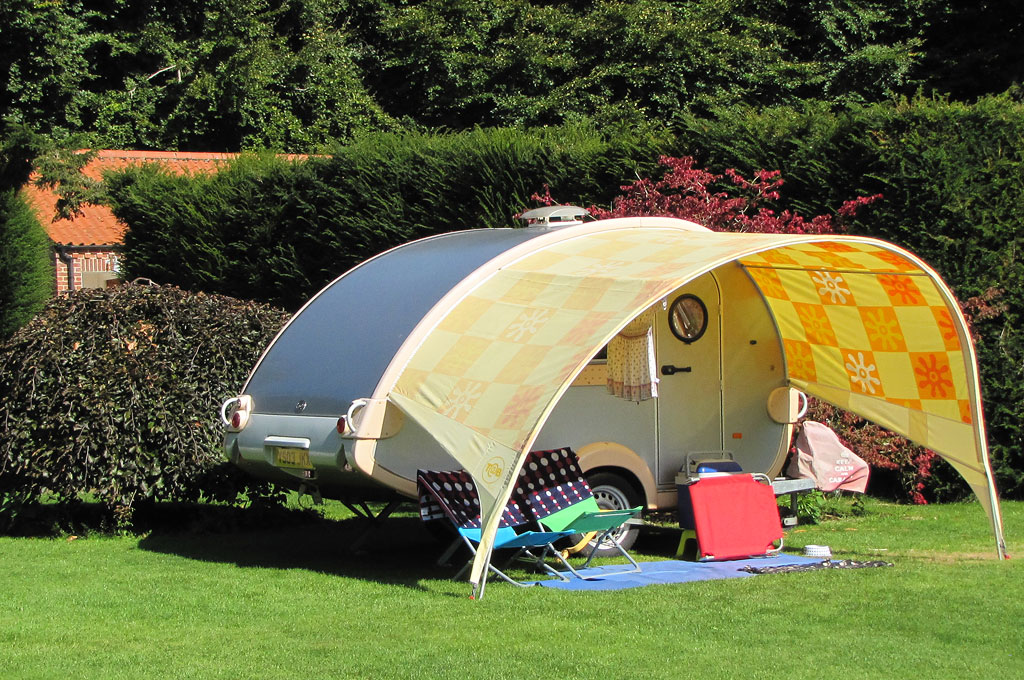 Modern small caravan at Barmer Garden Caravan Site